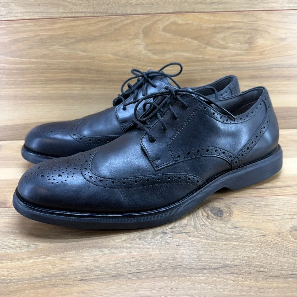 Sperry Gold Cup Wingtip Oxford Mens 14 M Black Leather Comfort Business Casual